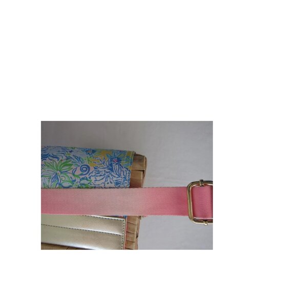 LILLY PULITZER Cheek to Cheek Wicker Wine Carrier Strap Multicolor Basket Tote - Picture 6 of 16